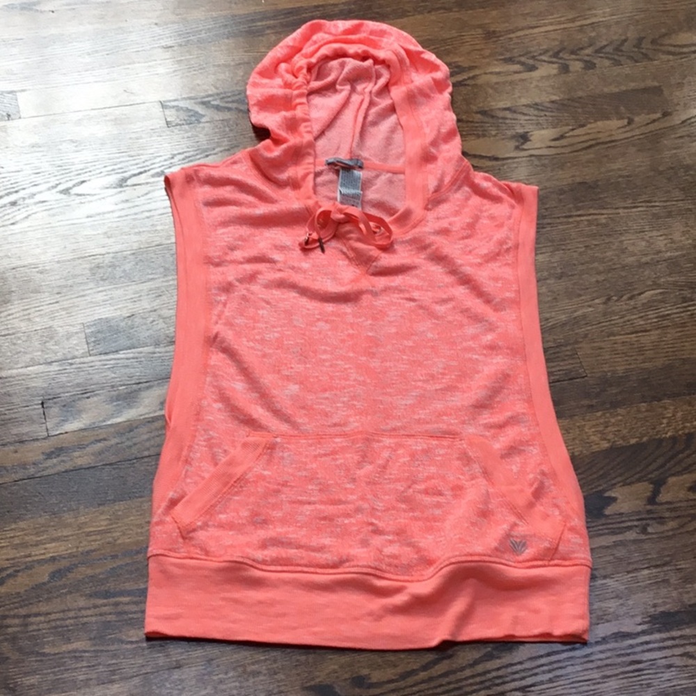 Forever 21 Bright Orange Sleeveless Hoodie